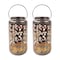 Snow Joe Bliss Outdoors Set of 2 Solar LED Lanterns w Rose Design  Hand Painted Finish BSL-313-BZ - alternate 1